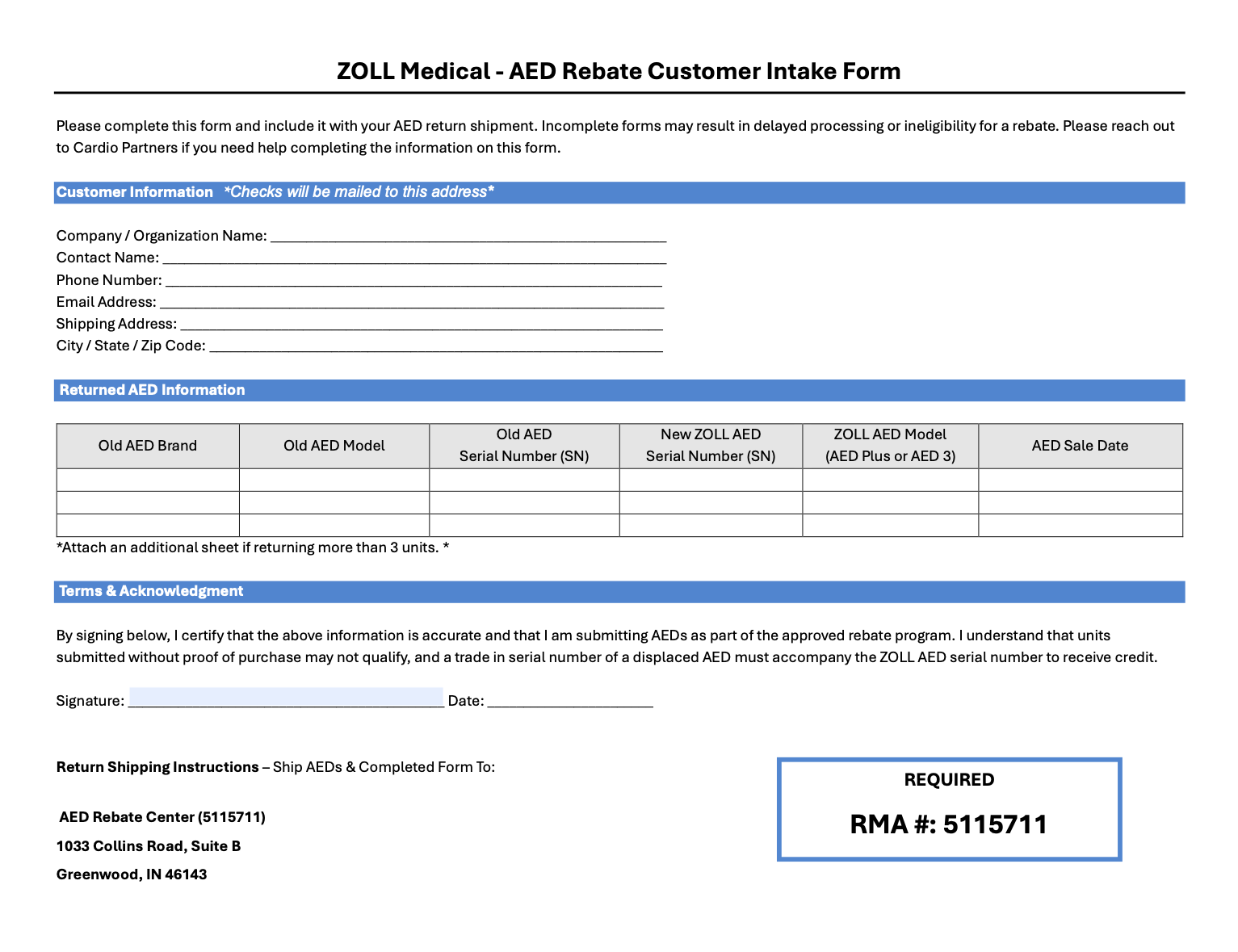 AED rebate form